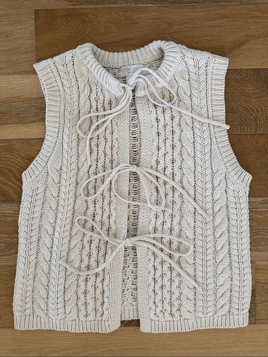 Caroline Constas Tops - Caroline Constas Cable Knit Front Tie Sweater Vest